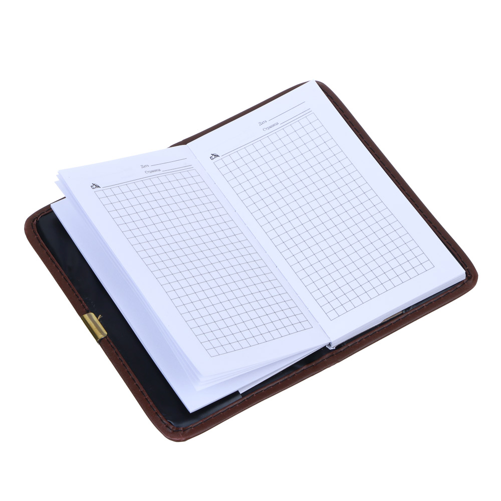 Записная книжка 80 листов твердая обложка из фактурной искусственной кожи 16,5х9,5 см