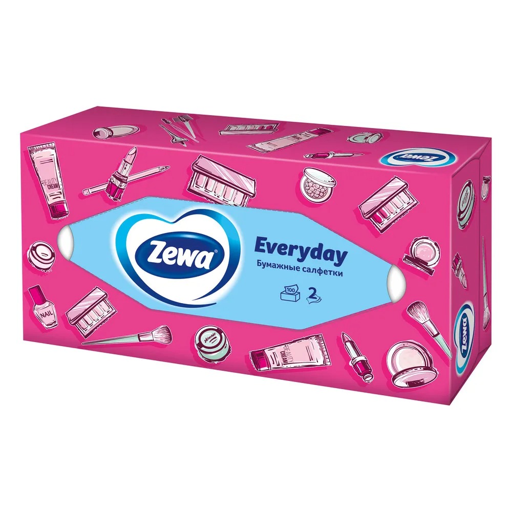 Зева салфетки для лица 2-слойные Евридей 100шт
