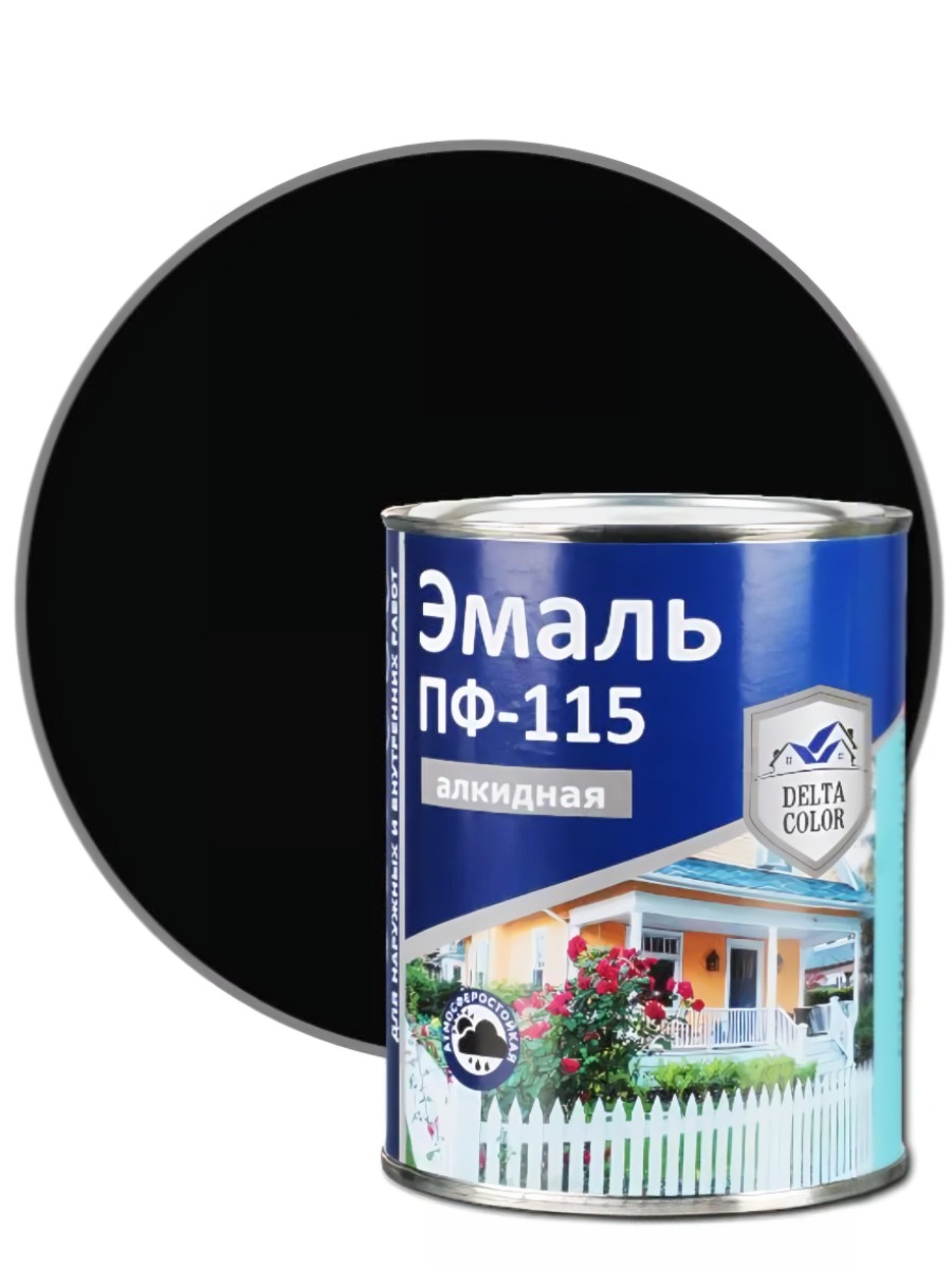 Delta Color Эмаль ПФ-115 Черная 800гр