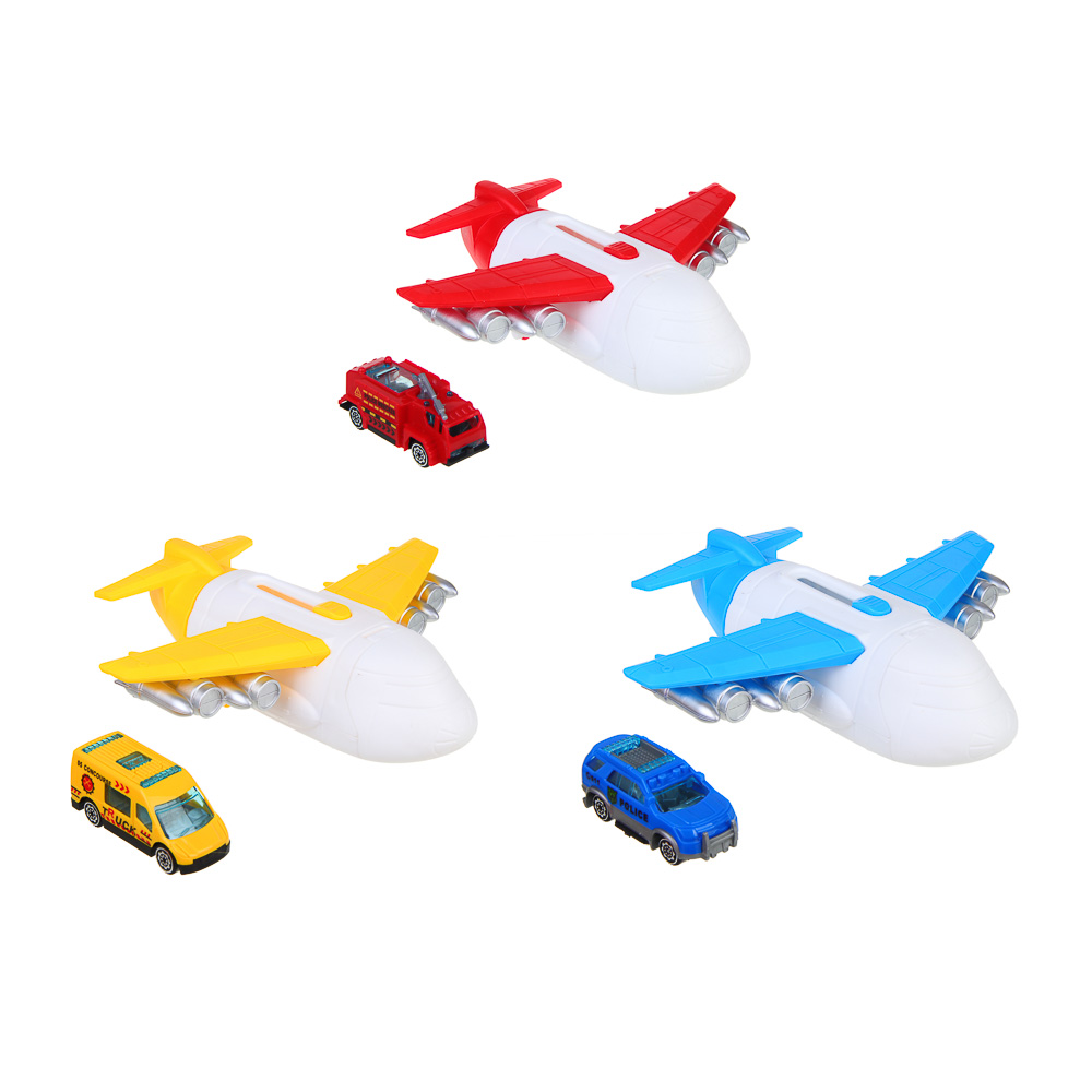 ИГРОЛЕНД Самолет с запуском и машинкой, ABS, РР, 21,6*24*6см, 3 дизайна