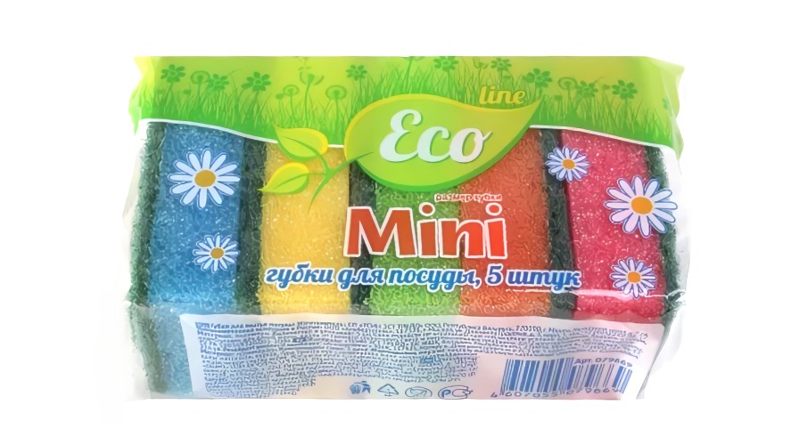 Губки Eco Line для посуды Mini/Стандарт 5шт