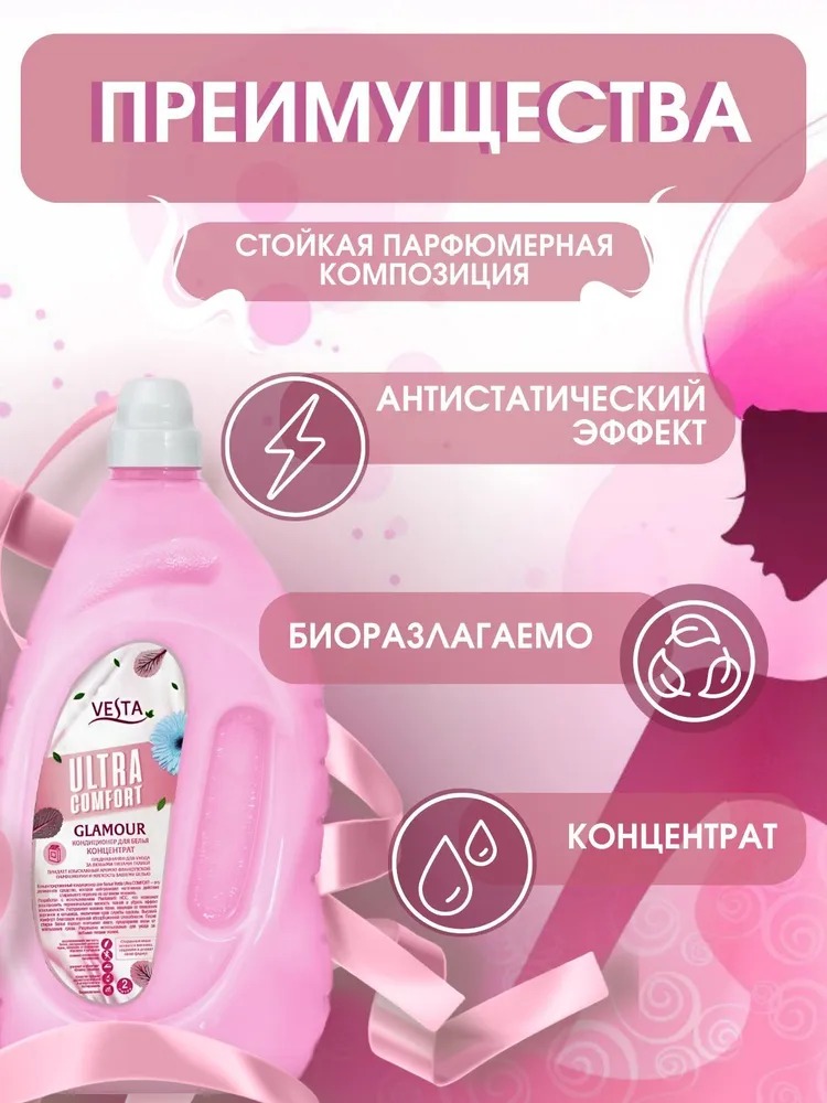 Vesta Кондиционер для белья парфюмированный Glamour 2л