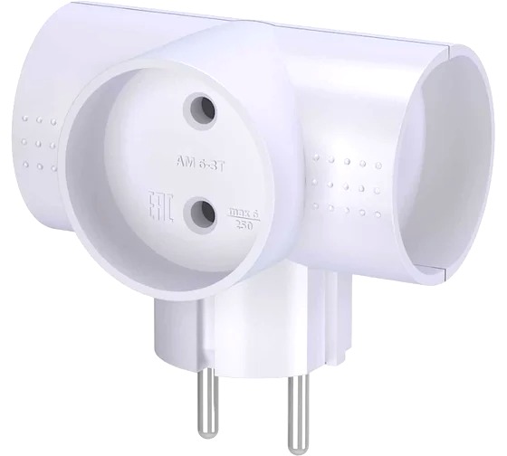 Разветвитель электрический (тройник Т-обр.) "Фотон" АМ 6-3Т 6А 