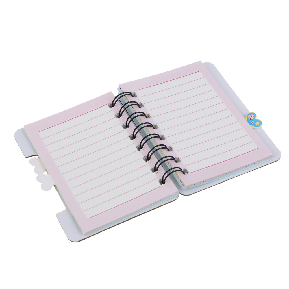 Записная книжка 12х9,3см, 57 листов "Смайлики" картон спираль 3 цветных разделителя 4 дизайна