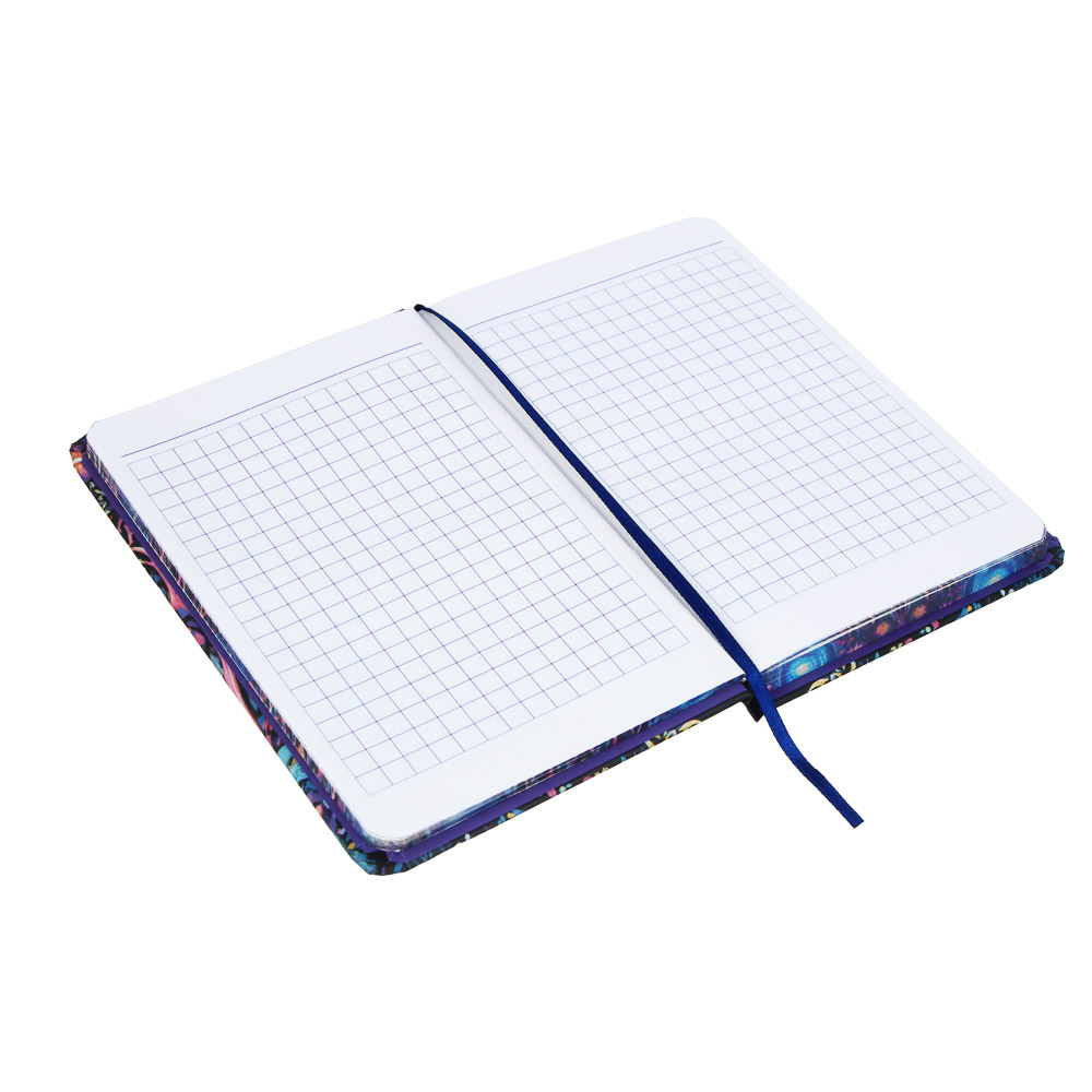 Записная книжка на резинке, А6, 80л, обложка картон, цветной срез "Единороги", закладка лента