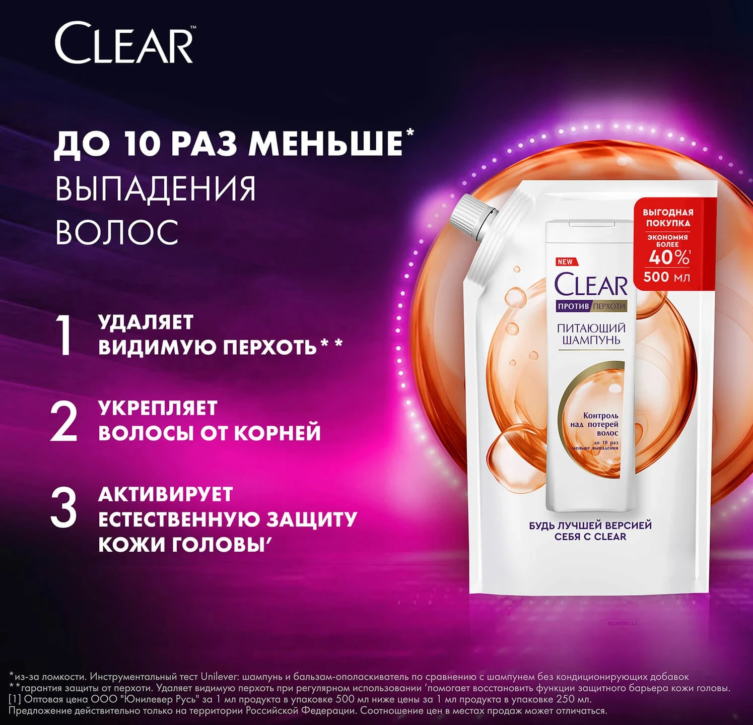 Clear Vita Abe шампунь против перхоти Защита от выпадения волос 500мл