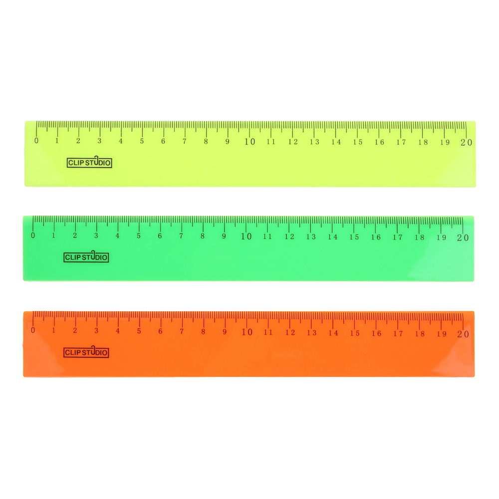 ClipStudio Линейка 20см, непрозрачная, 3 ярких цвета, пластик