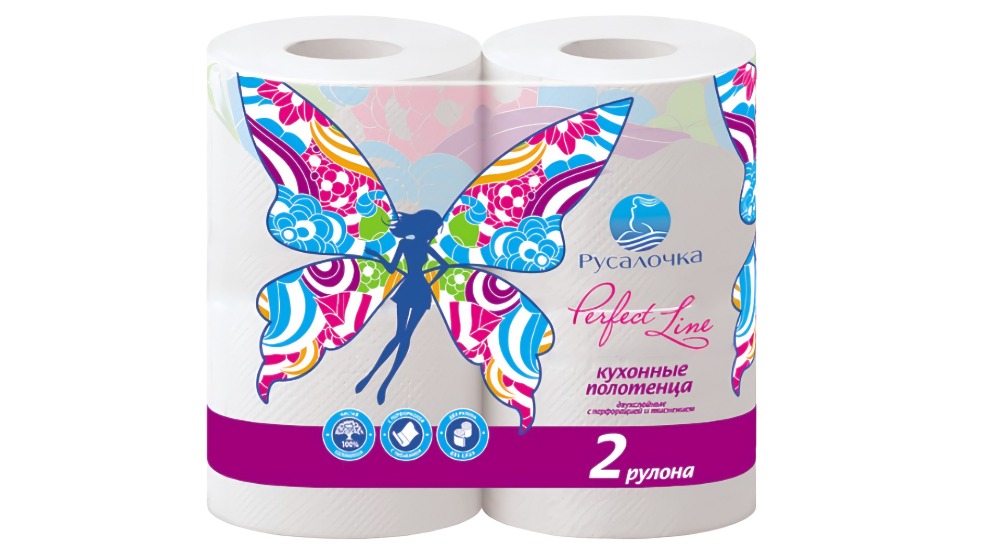 Triada/Perfect Line полотенца бумажные белые с тиснением 2рулона х 58листов