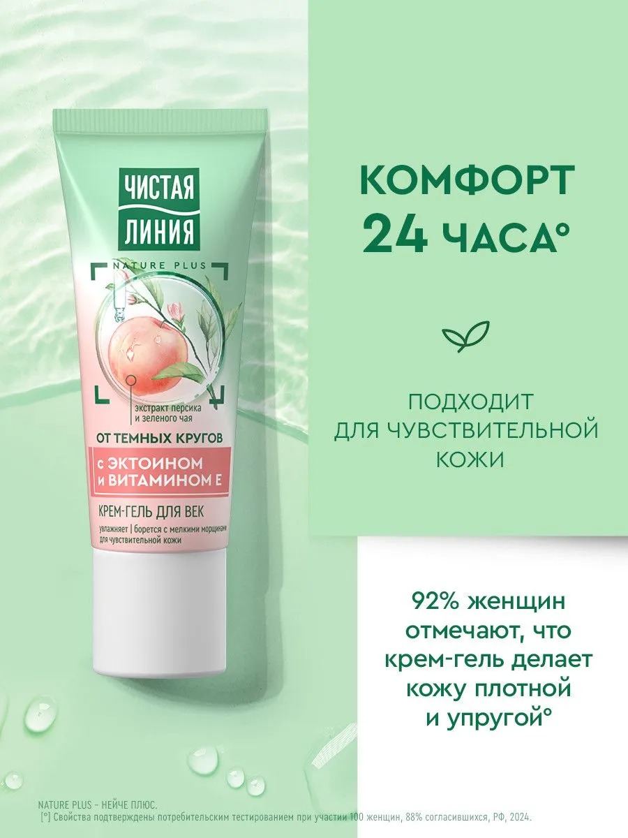 Чистая линия крем-гель для век для чувствительной кожи 20мл 