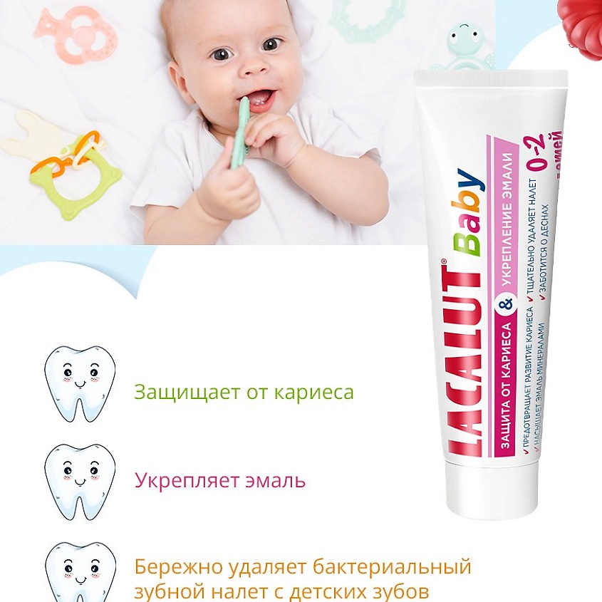 Лакалют зубная паста Baby 0-2 защита от кариеса и укрепление эмали 65г 