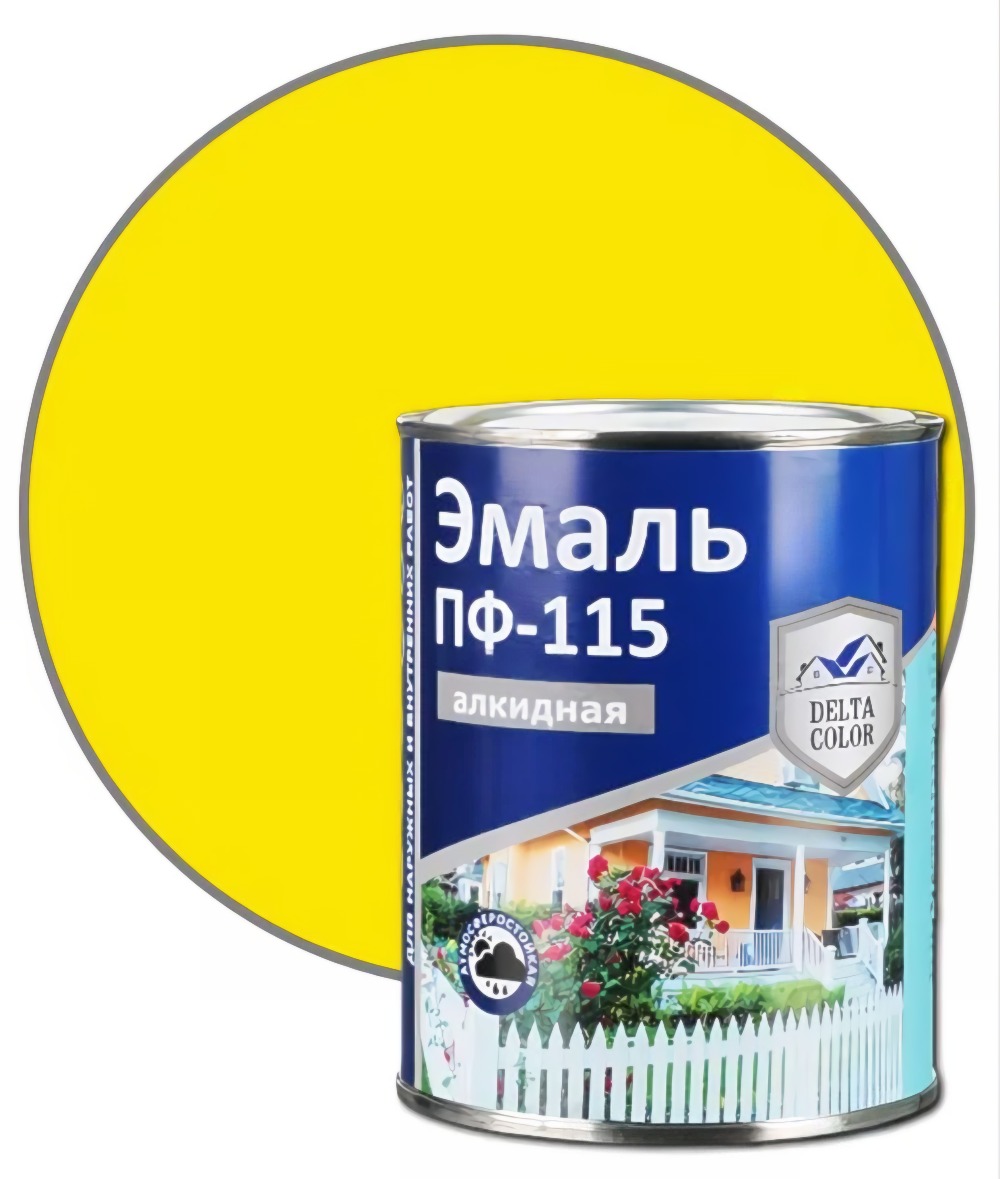 Delta Color Эмаль ПФ-115 Желтая 800гр