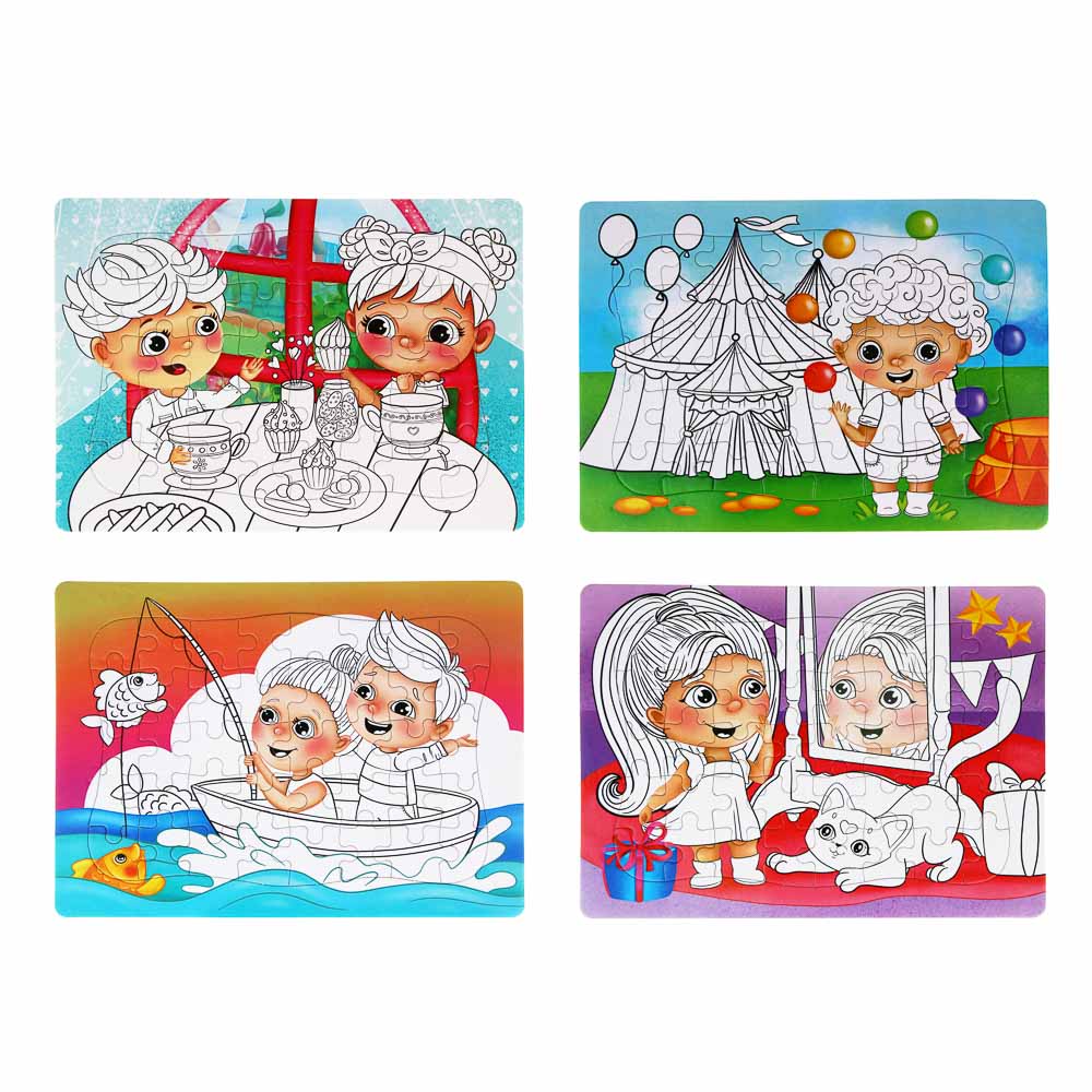 Малыши из Лиландии Пазлы для раскрашивания, картон, пластик, 6 фломастеров