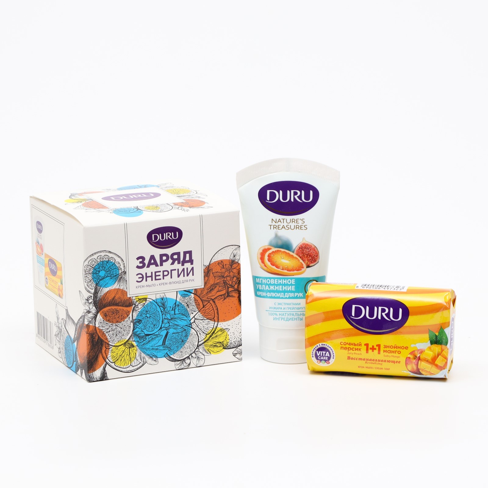 Duru (мыло Персик&Манго 80гр+крем для рук Инжир 75мл) 