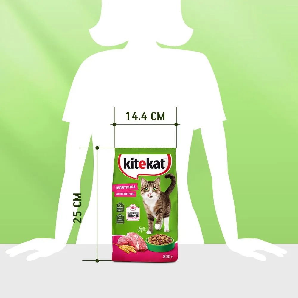 Kitekat сухой аппетитная телятинка 800гр 