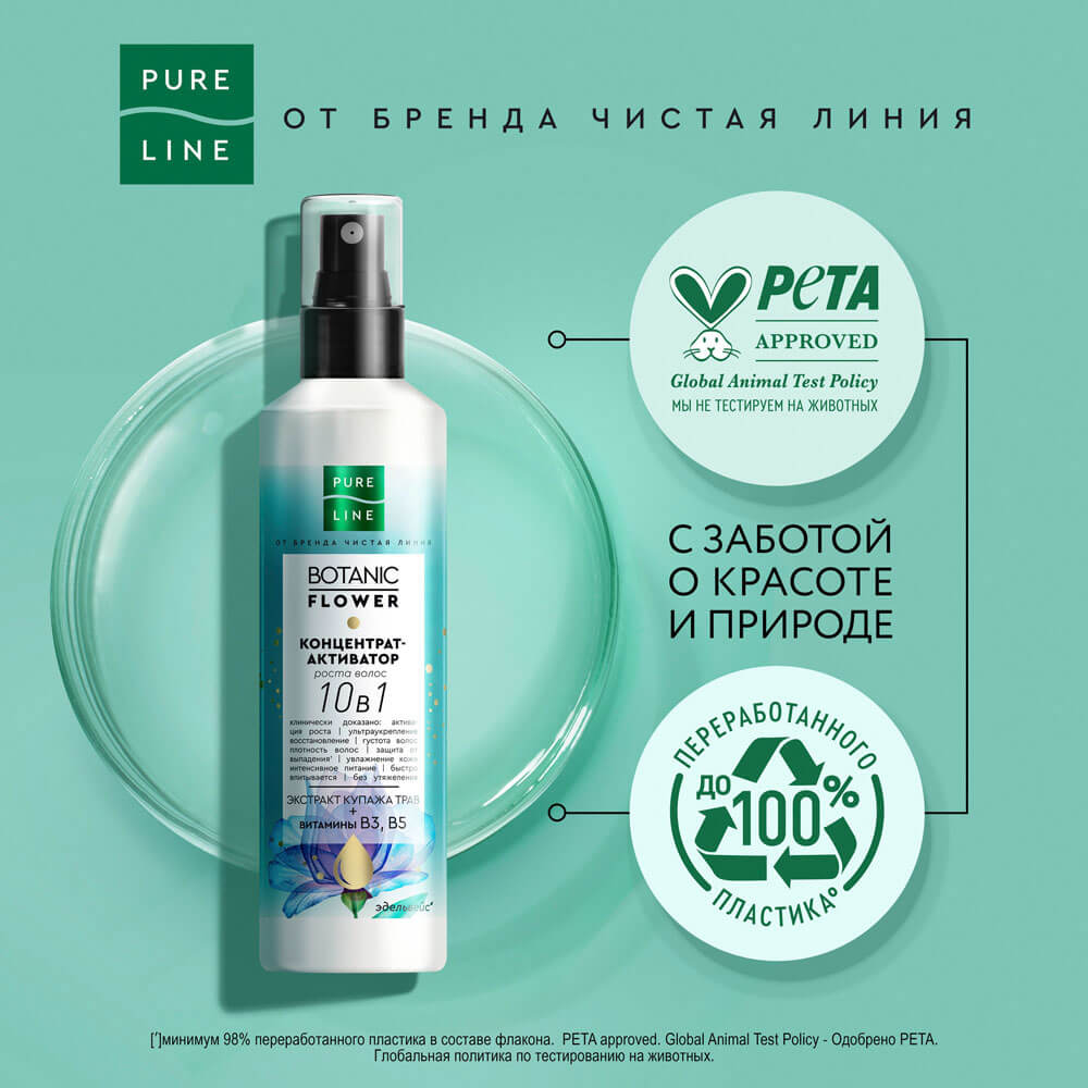 Чистая Линия концентрат-активатор роста волос 160мл