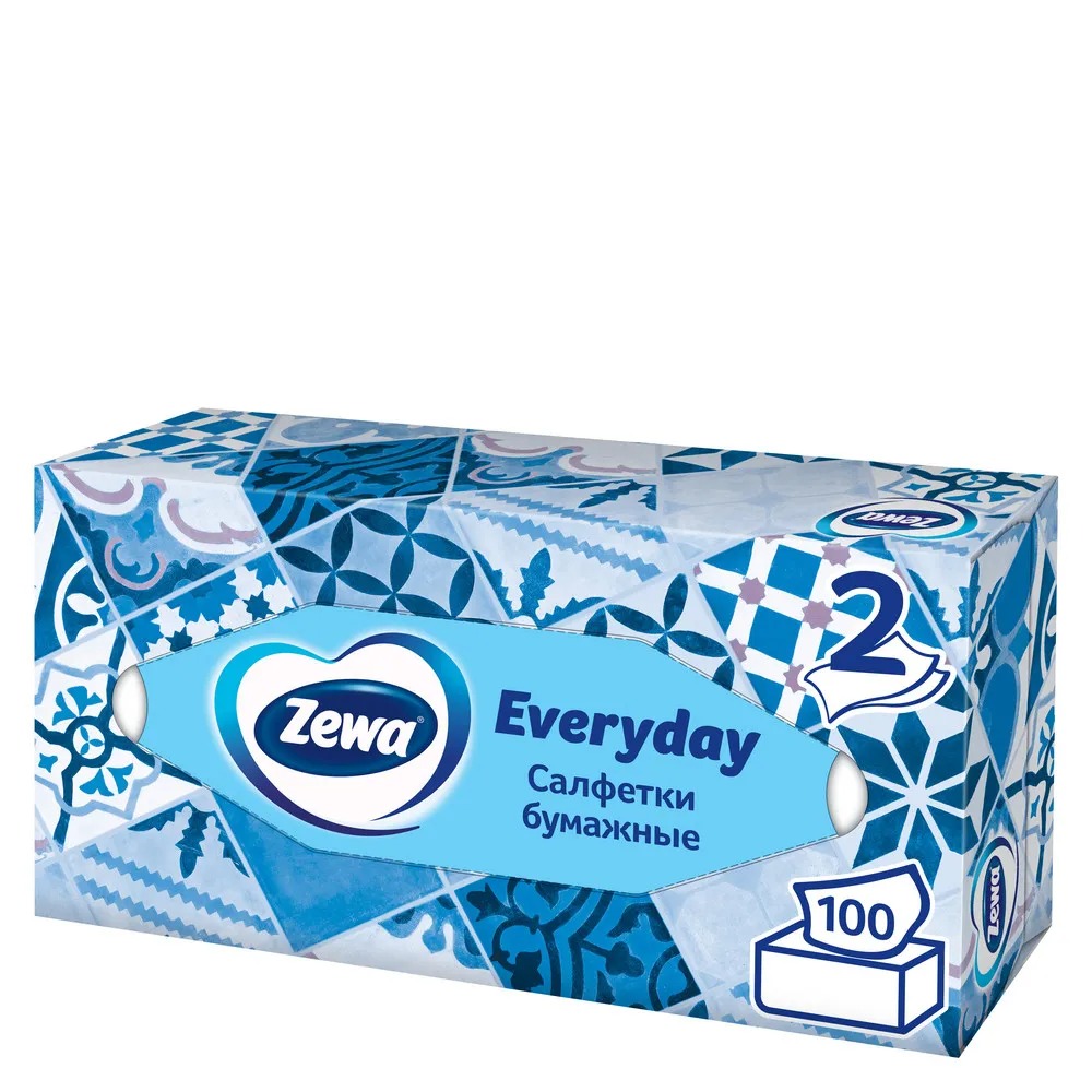 Зева салфетки для лица 2-слойные Евридей 100шт