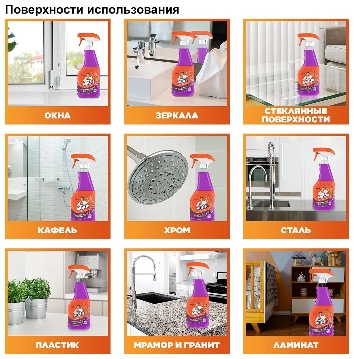 Мистер Мускул для стекол Лаванда триггер 500мл