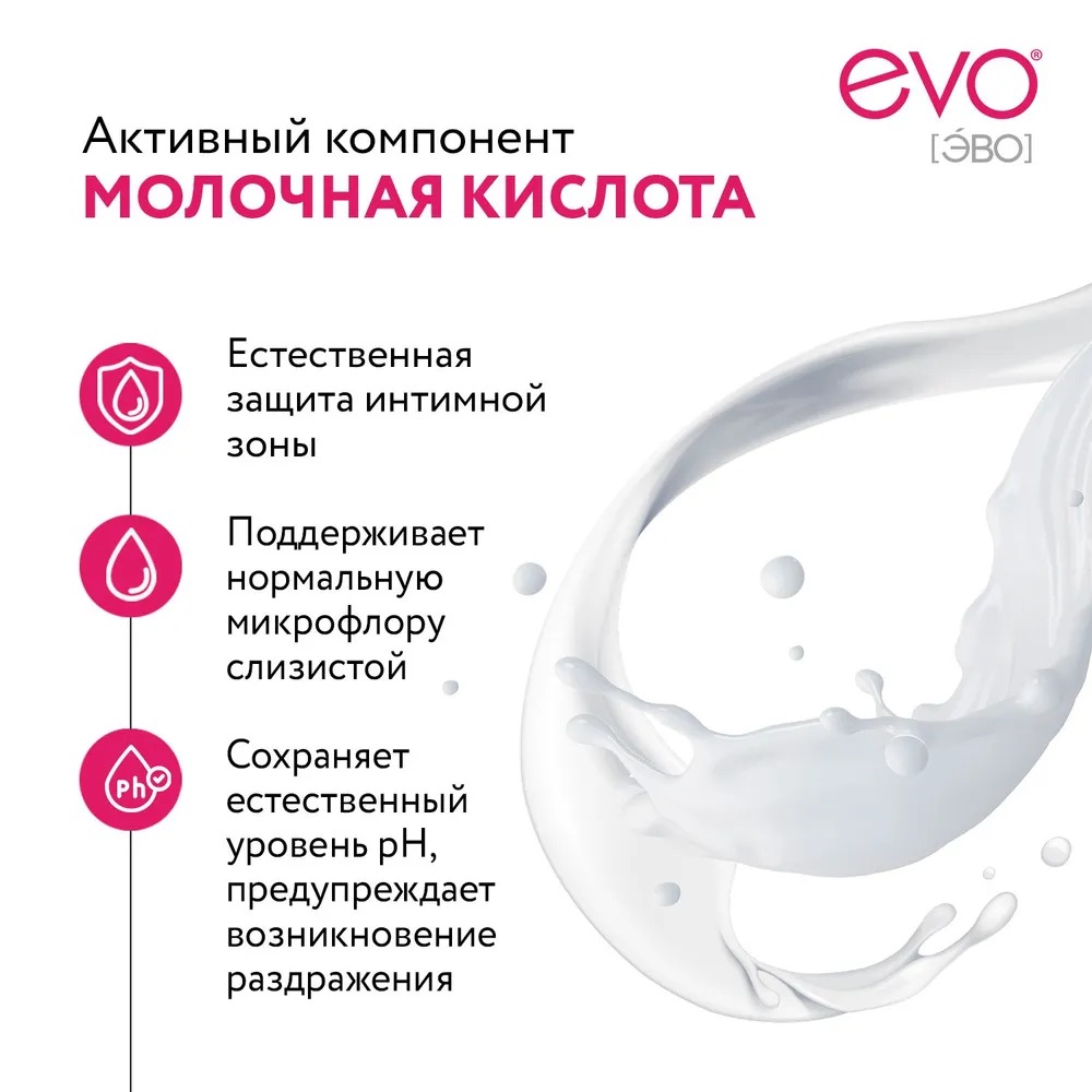EVO жидкое мыло для интимной гигиены с молочной кислотой 200мл
