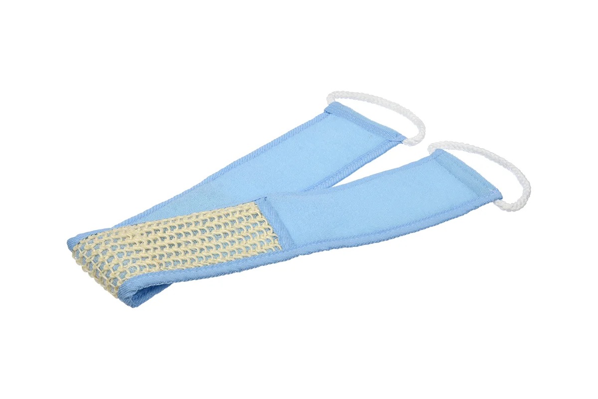 Банные штучки Мочалка из сизаля лента с сегментами хлопка с веревочной ручкой цвет.40098