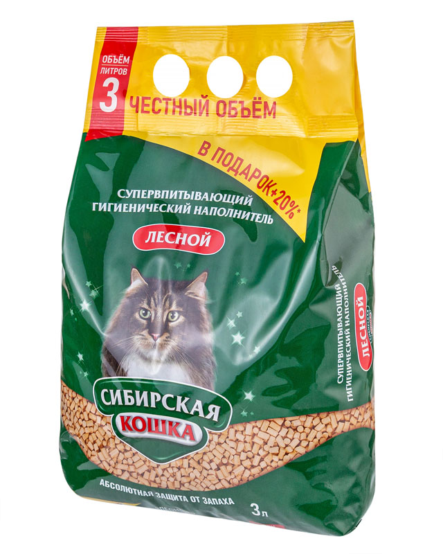 Сибирская кошка Наполнитель Лесной 3л