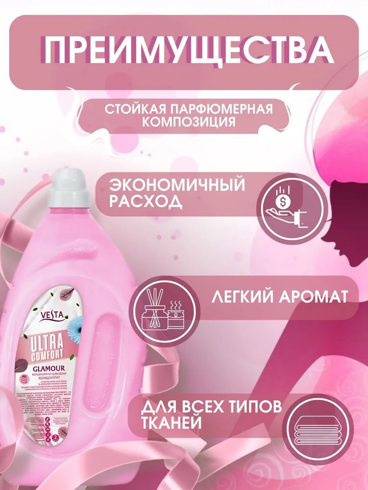 Vesta Кондиционер для белья парфюмированный Glamour 2л