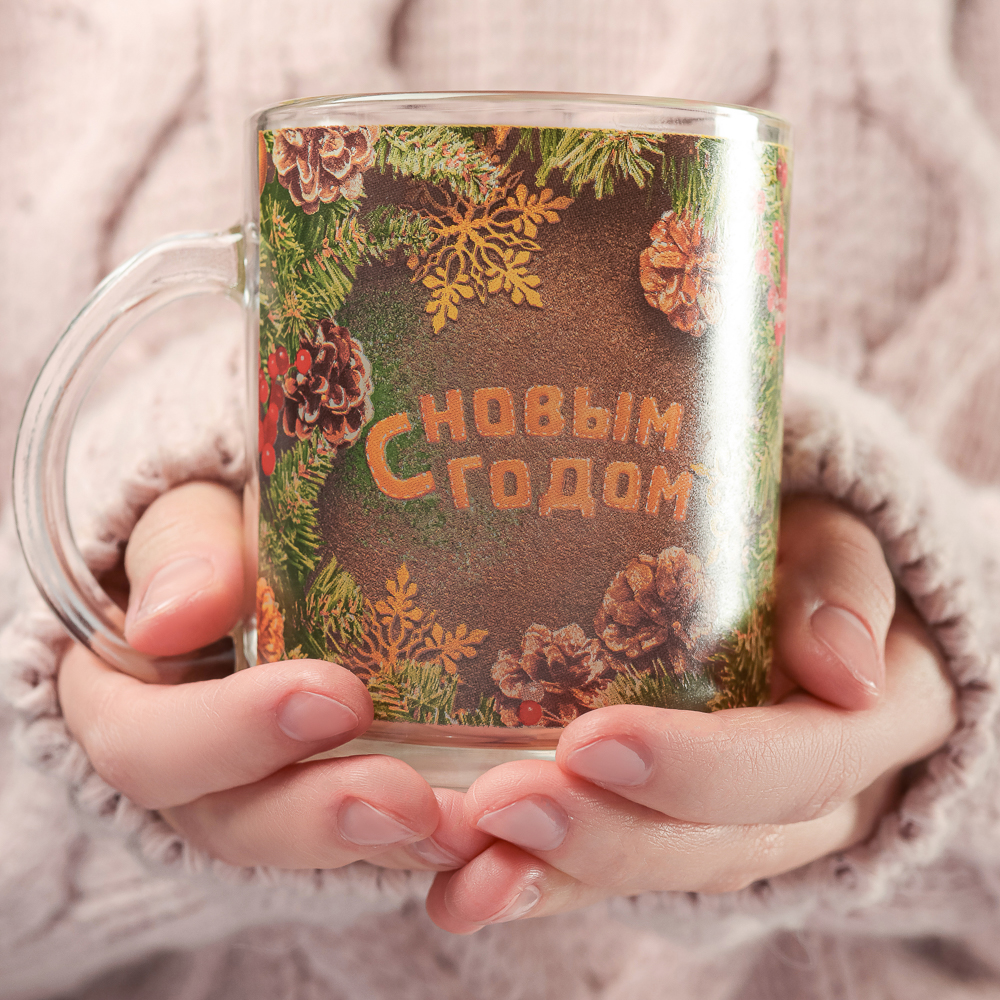 Зимний микс Кружка 320мл, стекло, 3 дизайна