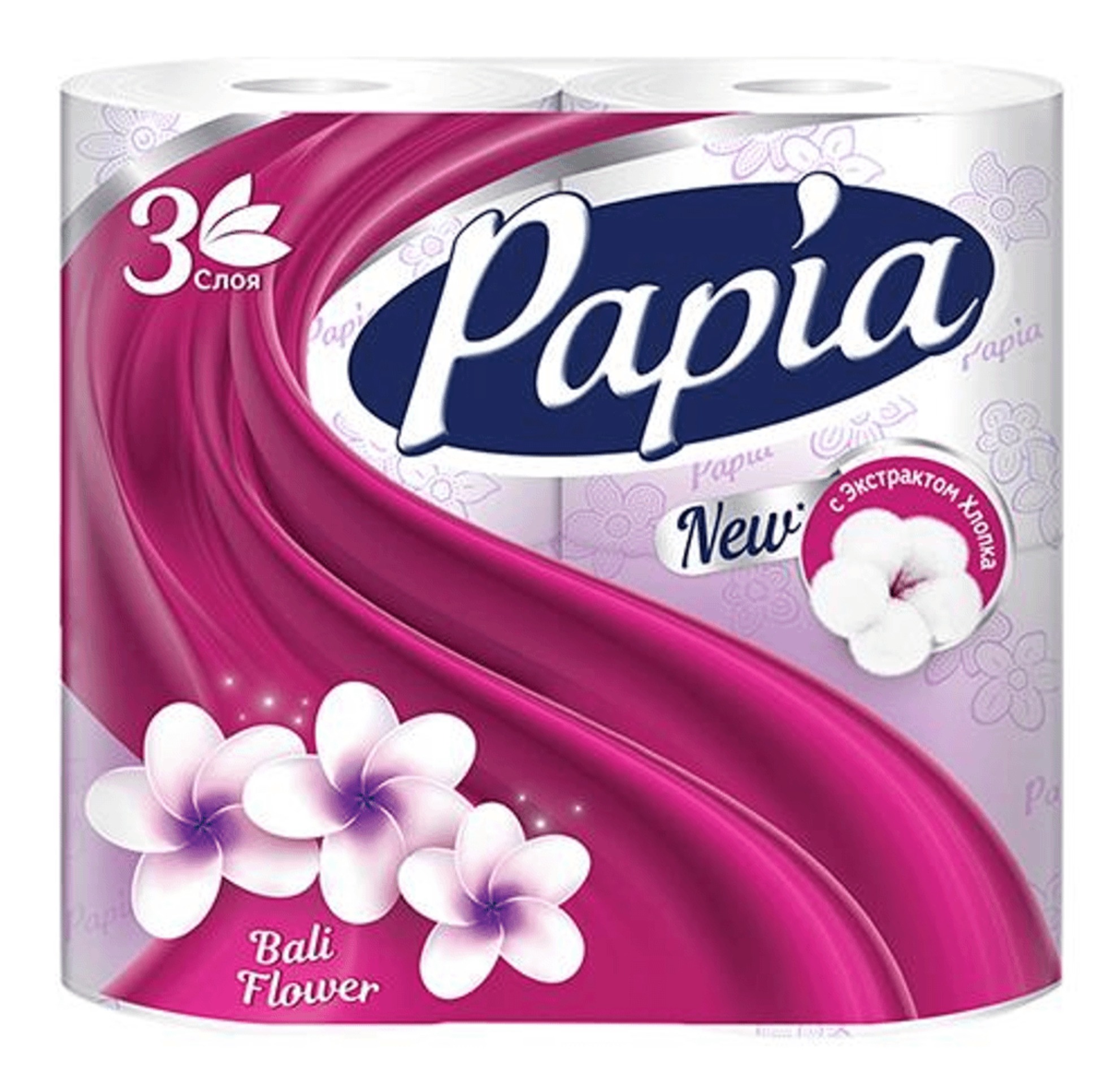 Туалетная бумага "Papia Bali Flower" трёхслойная 4 шт 