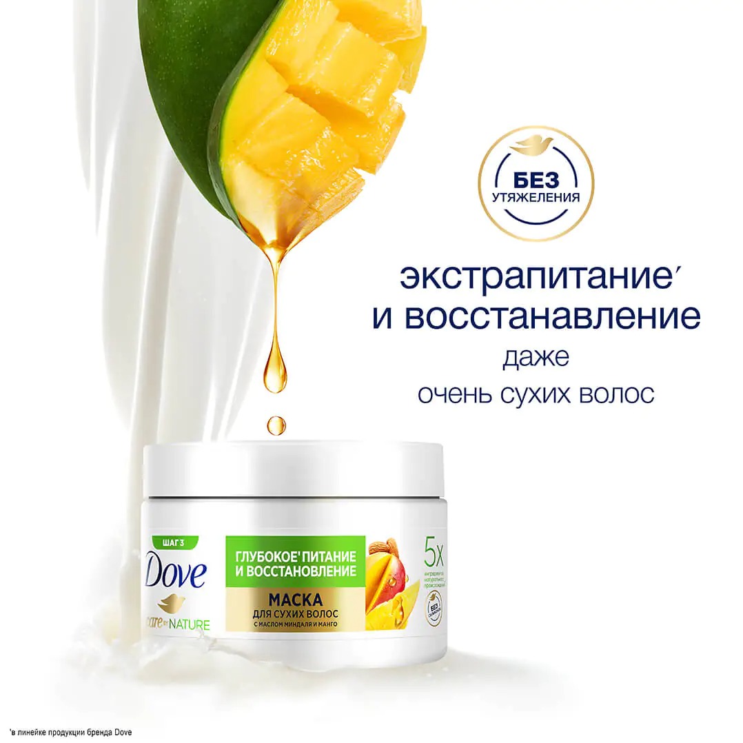 DOVE маска для волос Глубокое питание и восстановление манго 300мл
