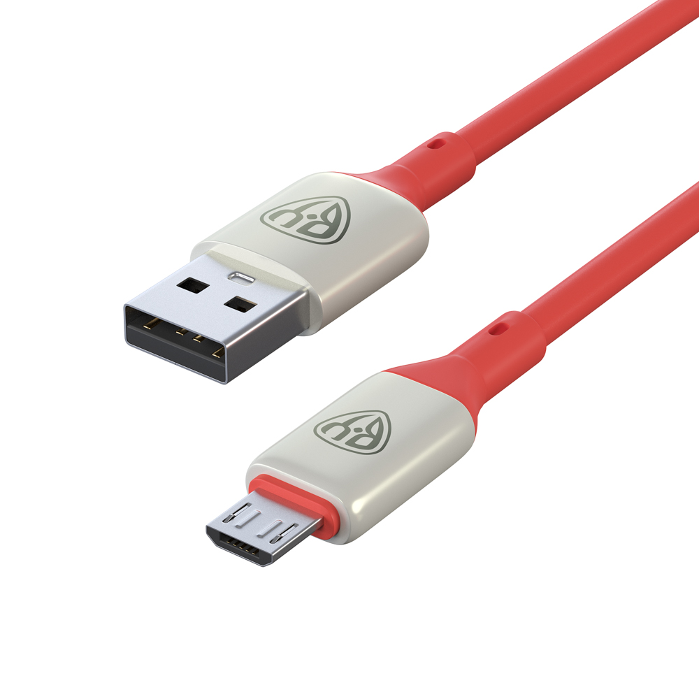 BY Кабель для зарядки Space Cable Pro Micro USB, 1м, Быстрая зарядка QC3.0, штекер металл, красный
