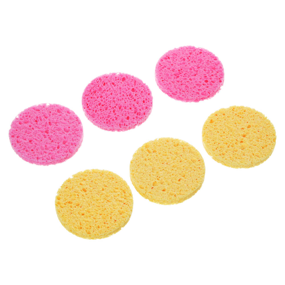 Набор спонжей для умывания 3 шт тм ЮНИLOOK , целлюлоза, 6.5x0,6 см