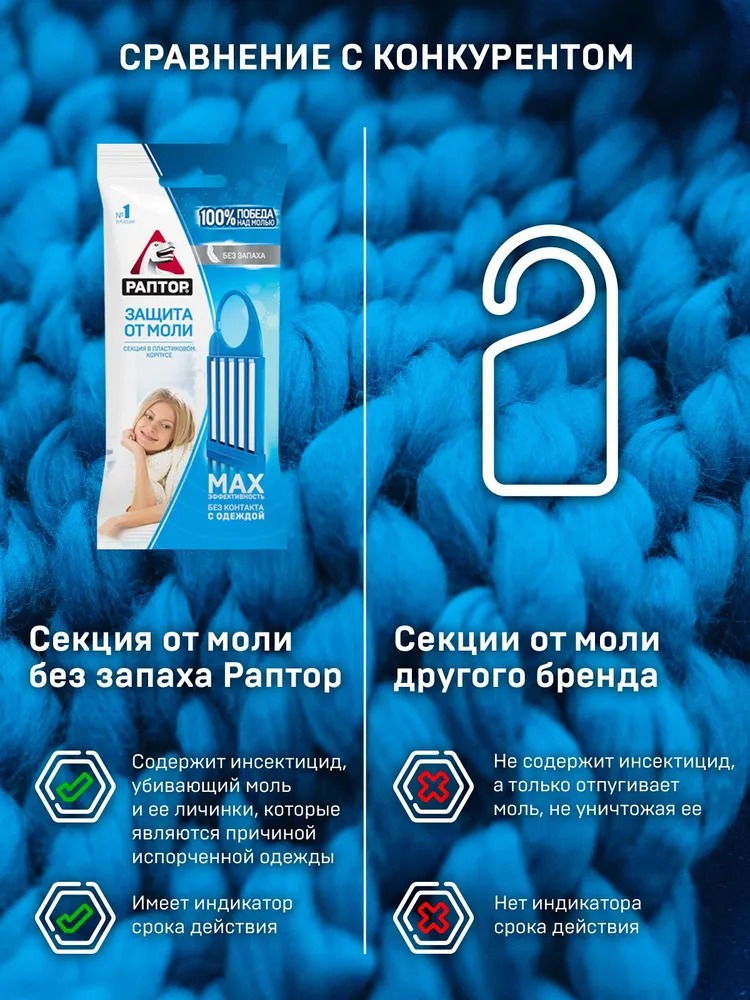 Раптор Секция от моли без запаха в мини-прилавке