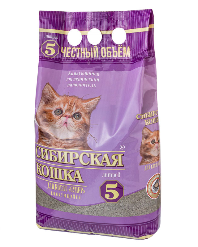 Сибирская кошка Наполнитель комкующийся Catlitter 5л