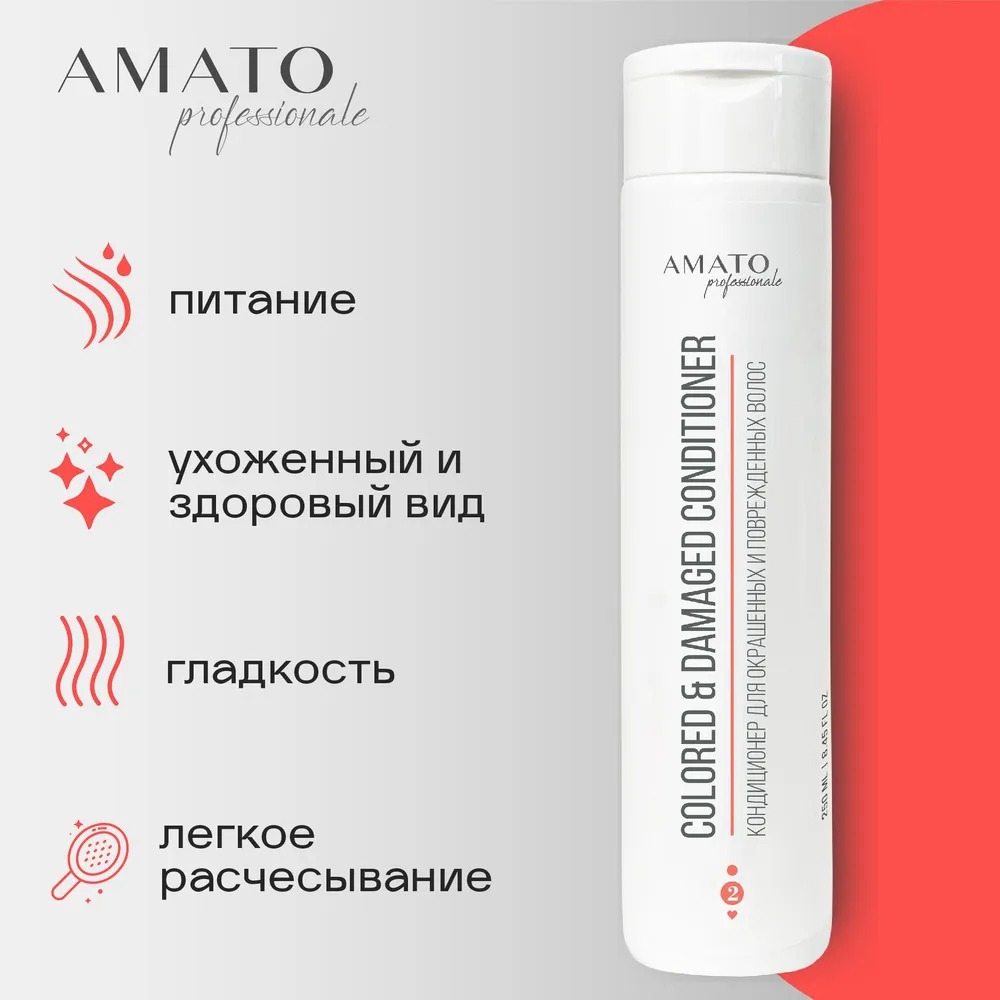 Amato Professionale Кондиционер для окрашеных и поврежденных волос Colored&Damaged 250мл