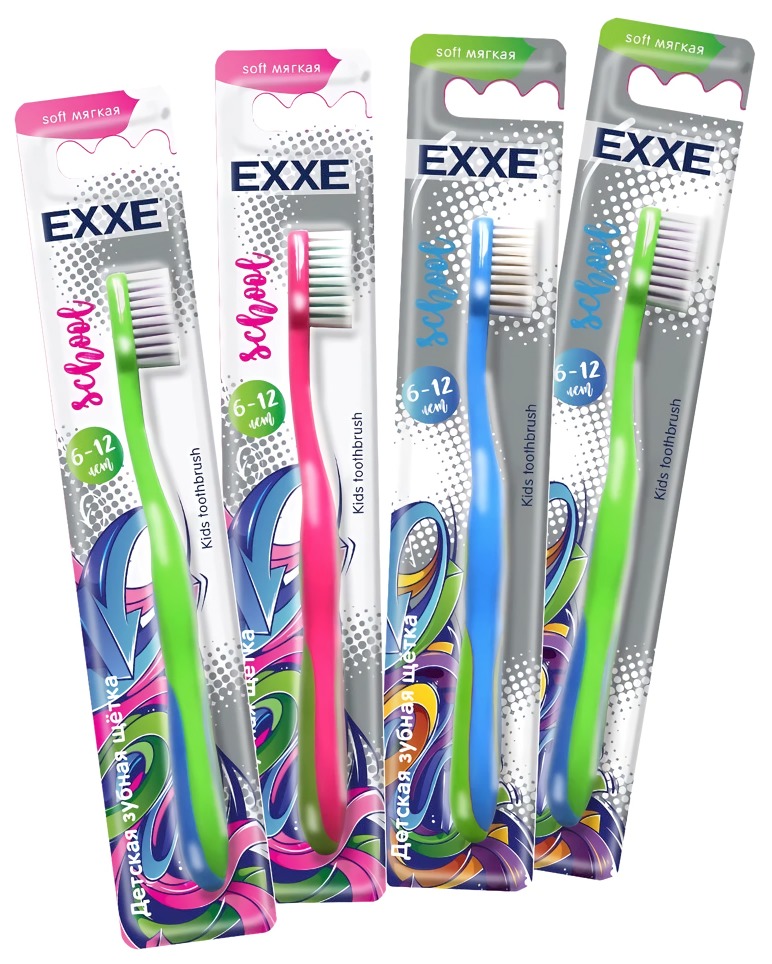 EXXE Зубная щетка детская school 6-12лет мягкая
