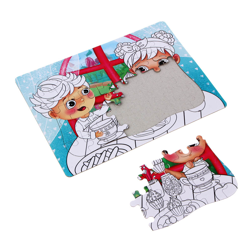 Малыши из Лиландии Пазлы для раскрашивания, картон, пластик, 6 фломастеров