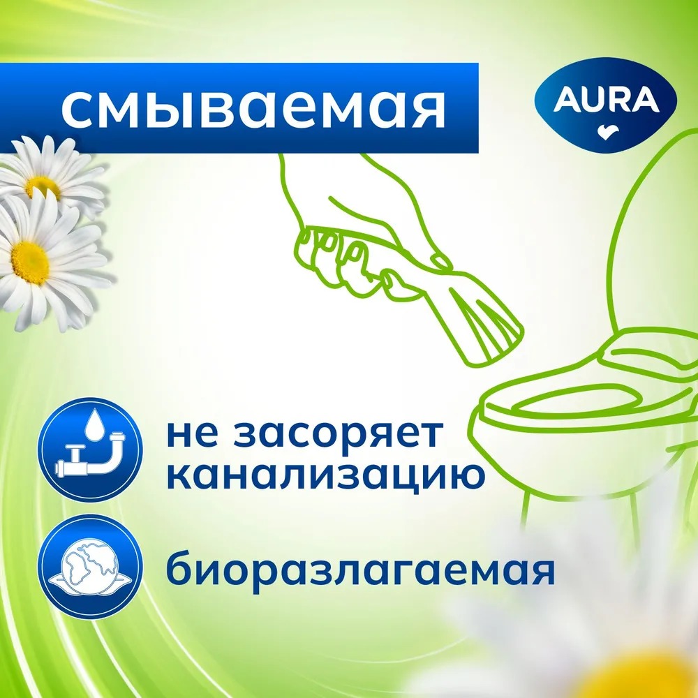 AURA Влажная туалетная бумага 72 шт