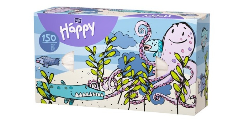 Белла платочки универсальные двухслойные baby Happy 150шт  2004