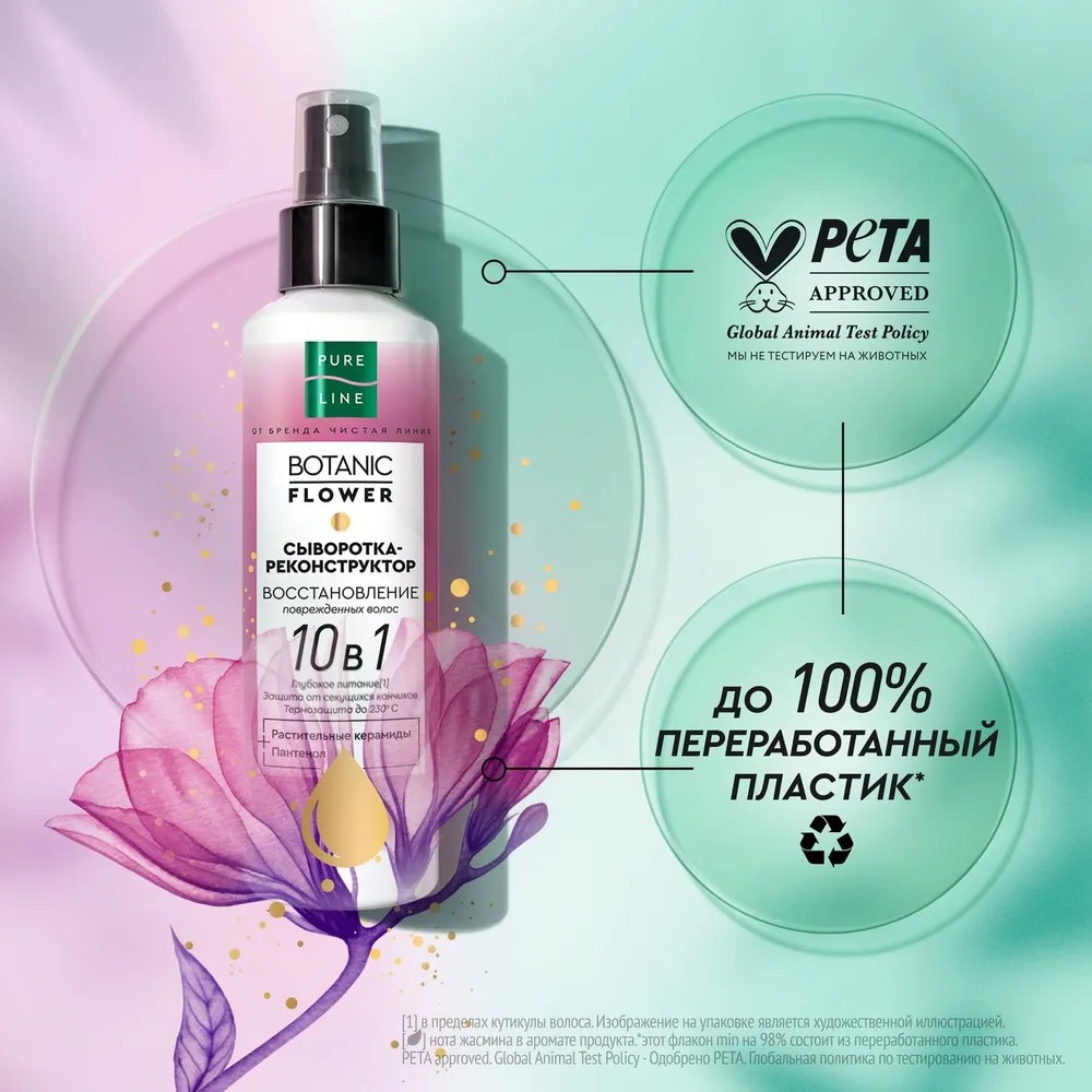 Чистая Линия Pure Line Cыворотка для волос реконструкция и защита 160 мл