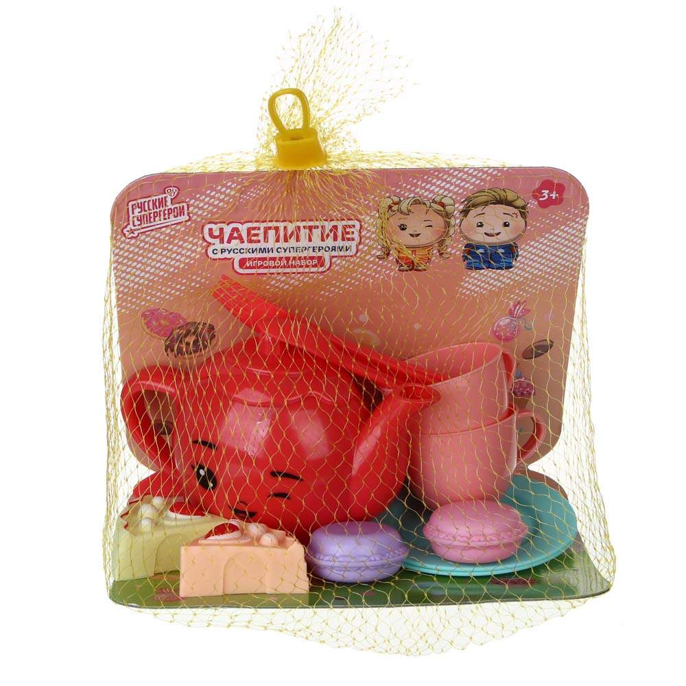 ИГРОЛЕНД Набор игровой посудка "Чаепитие с Русскими Супергероями", 14 пр., РР, 18*12*14см