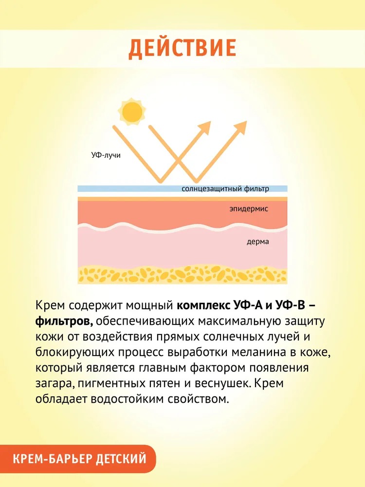 Крем-барьер против загара максимальная защита от солнца детский SPF-60 100мл 