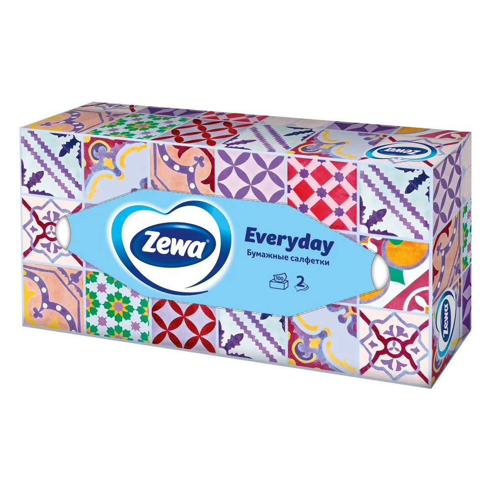 Зева салфетки для лица 2-слойные Евридей 100шт