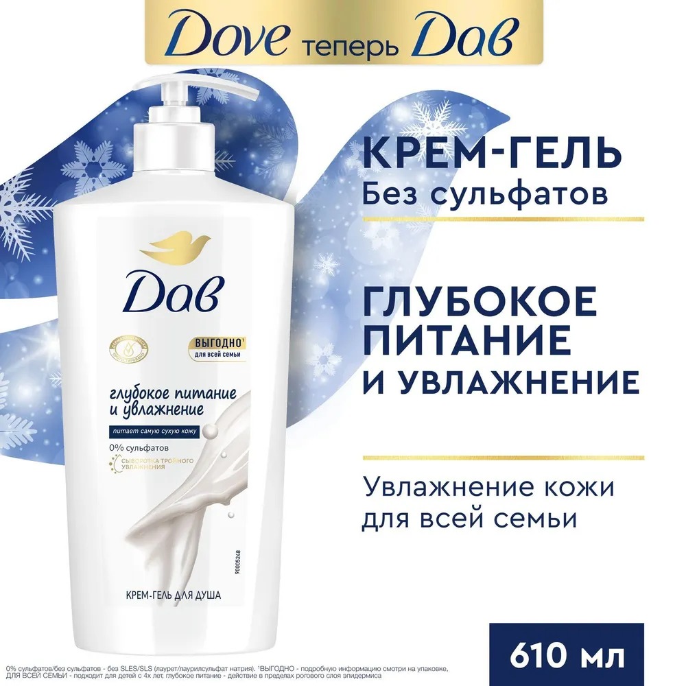 Dove крем-гель для душа для Всей семьи Питание и увлажнение 610мл