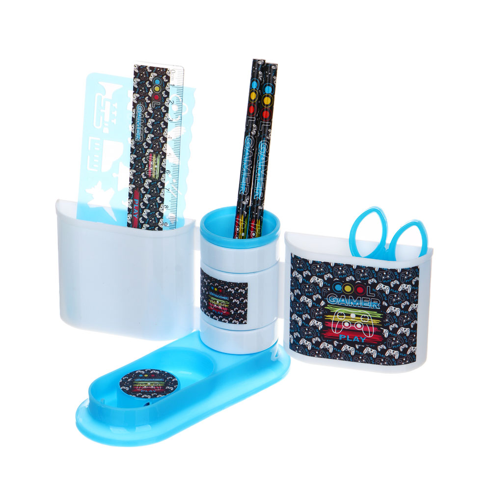 КУЛ ГЕЙМЕР Органайзер канцелярский 4 отдела 7 предметов