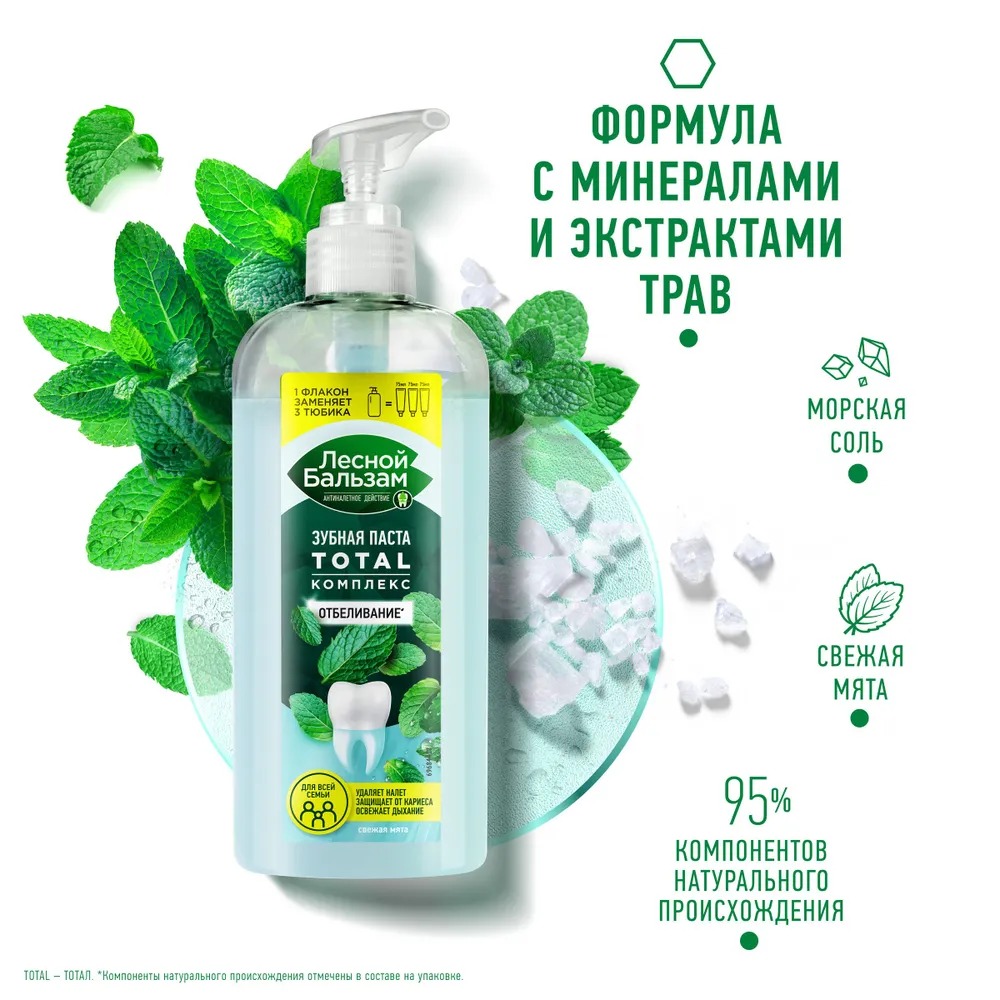Лесной бальзам Total Комплекс отбеливание свежая мята 290мл