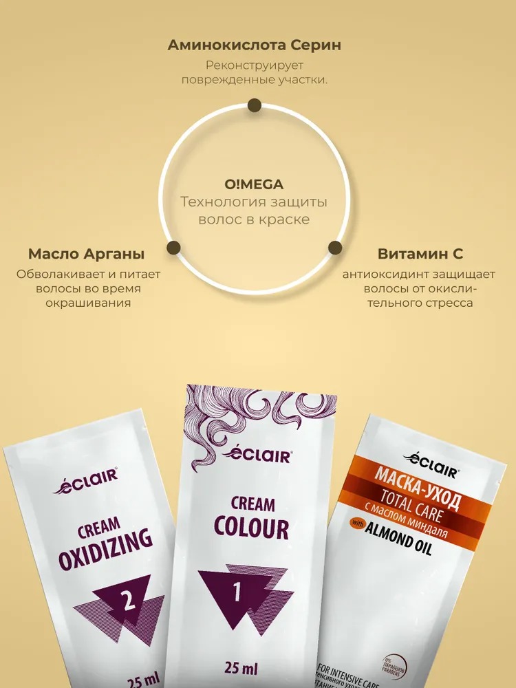 ECLAIR w9 Стойкая крем-краска д/волос 130мл (7.7, горький  шоколад)