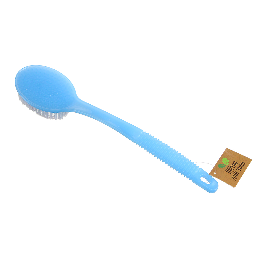 Щетка для тела с искусственой щетиной на пластиковой ручке 34см