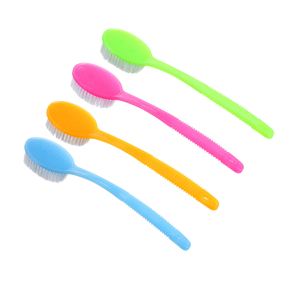 Щетка для тела с искусственой щетиной на пластиковой ручке 34см