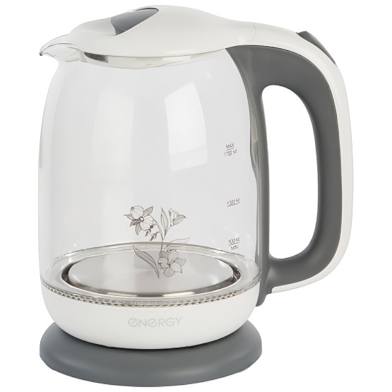 Чайник Energy E-281 (1.7л) стекло, пластик, цвет бело-серый