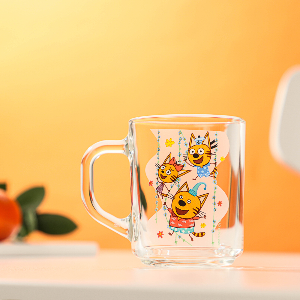 Кружка "Три кота, цветы"  230мл стекло