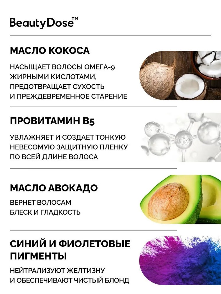 BeautyDose маска восстанавливающая для холодных оттенков блонд 250мл
